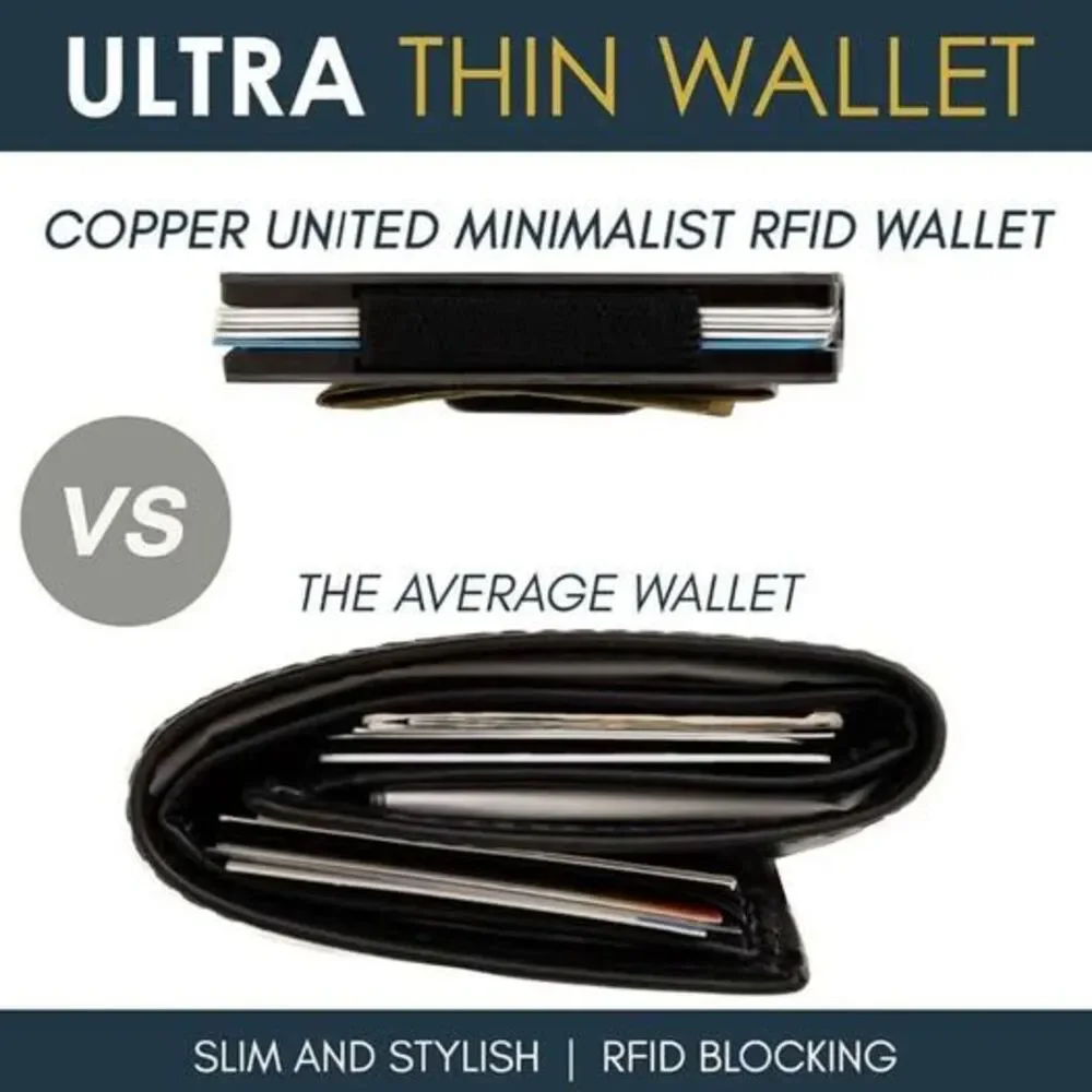 NEW Carbon Fiber RFID Slim Wallet Minimalist Money Clip Cash Strap